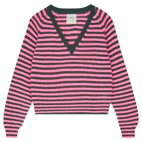 Jumper 1234 Cashmere Crop Stripe Vee