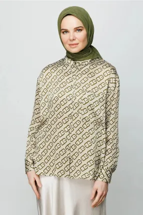 Khaki Pleated Bamboo Square Scarf