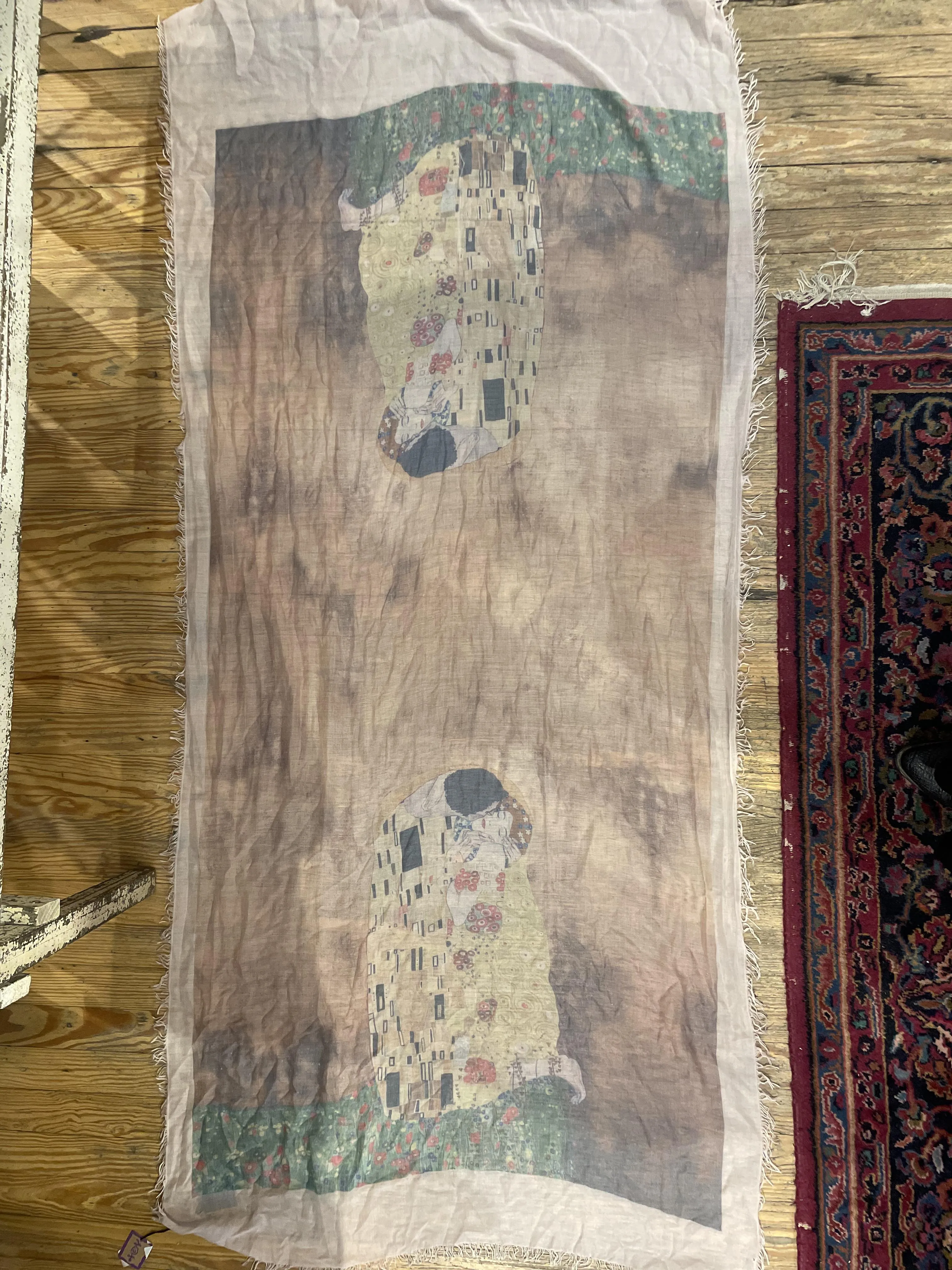 Klimt "The Kiss" Scarf- Blush