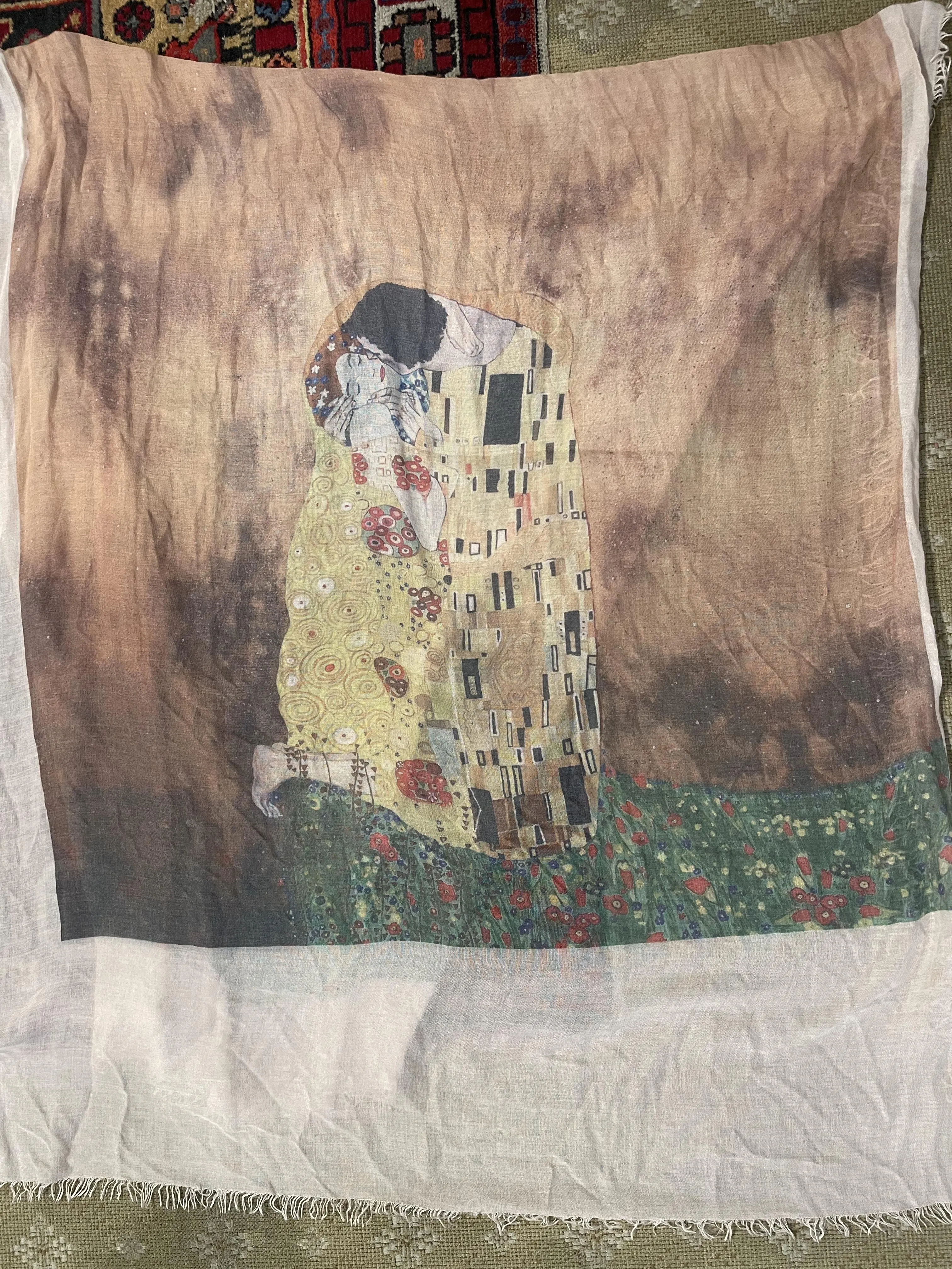 Klimt "The Kiss" Scarf- Blush