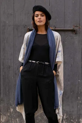 KNIT CASHMERE SHAWL BLUE