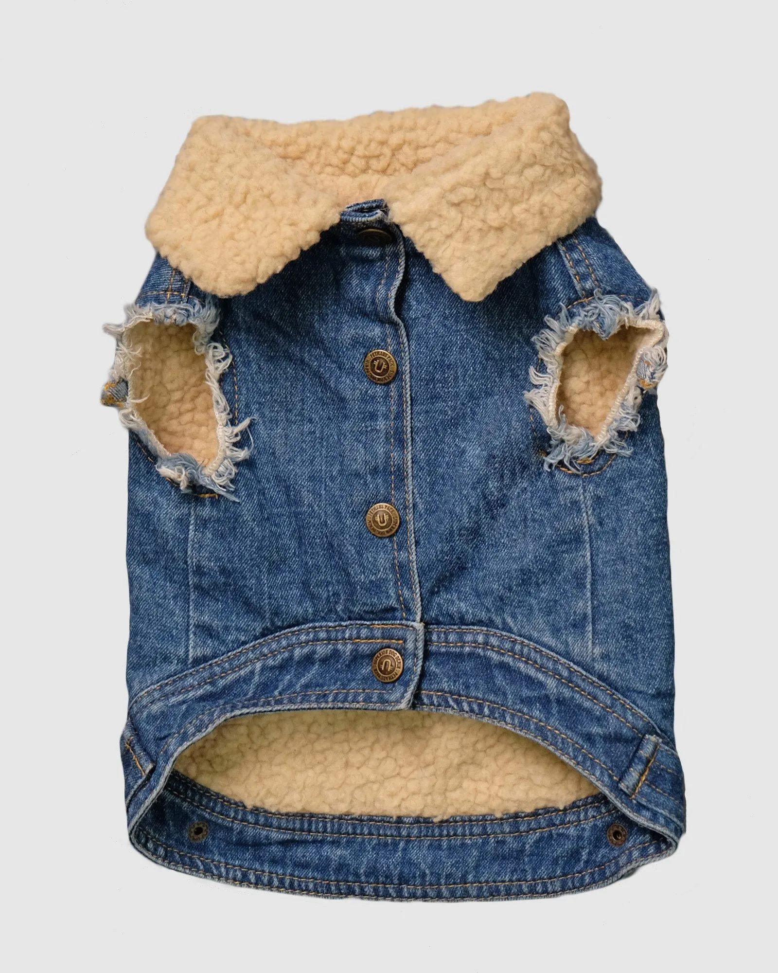 Layer Up! - Sherpa Denim dog vest   Dog Hoodie Set