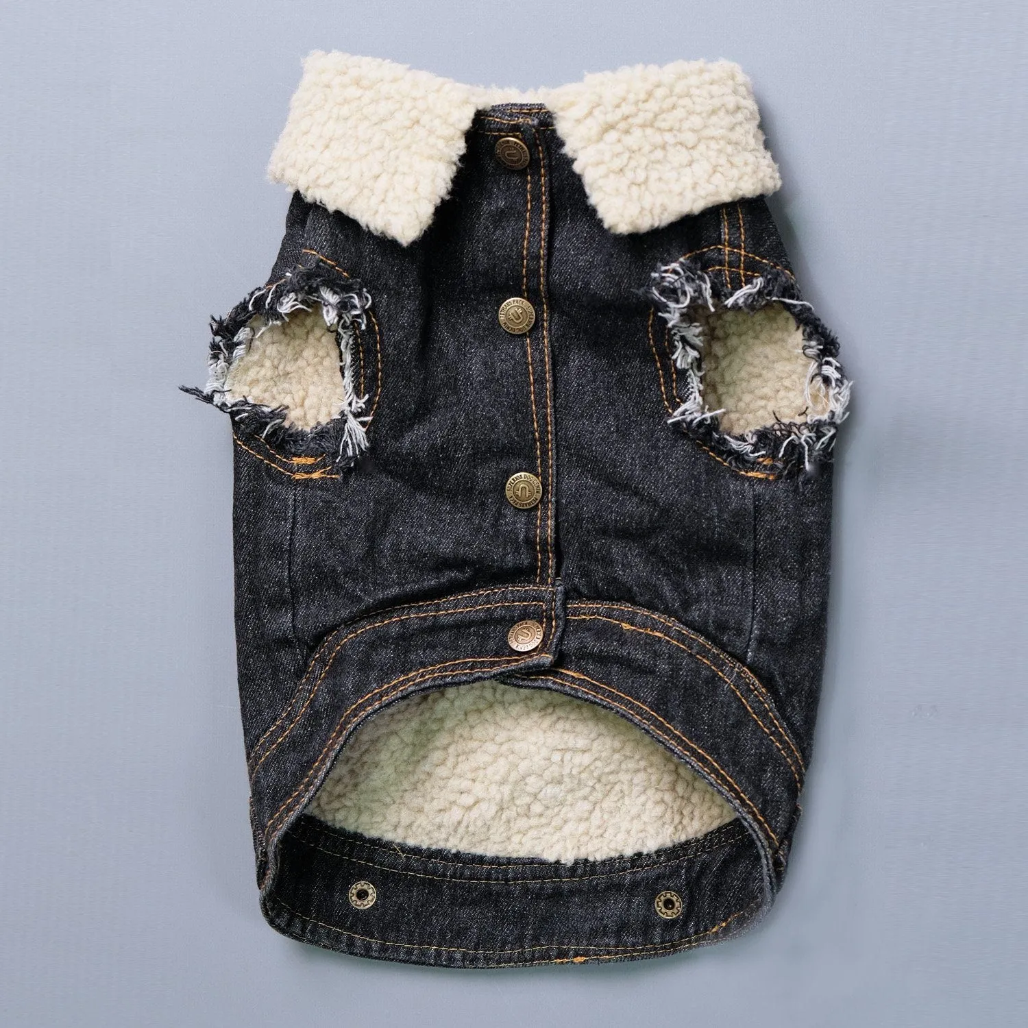 Layer Up! - Sherpa Denim dog vest   Dog Hoodie Set