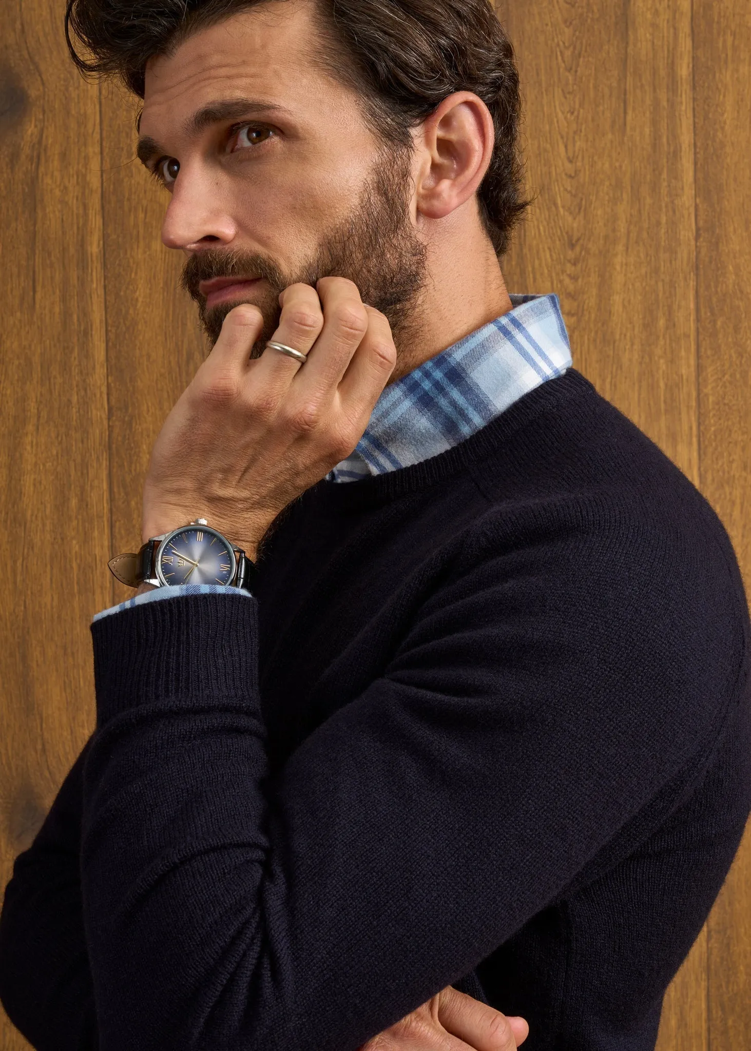 Lenzie Men's Lambswool Jumper In Navy Jumper - Regular Fit