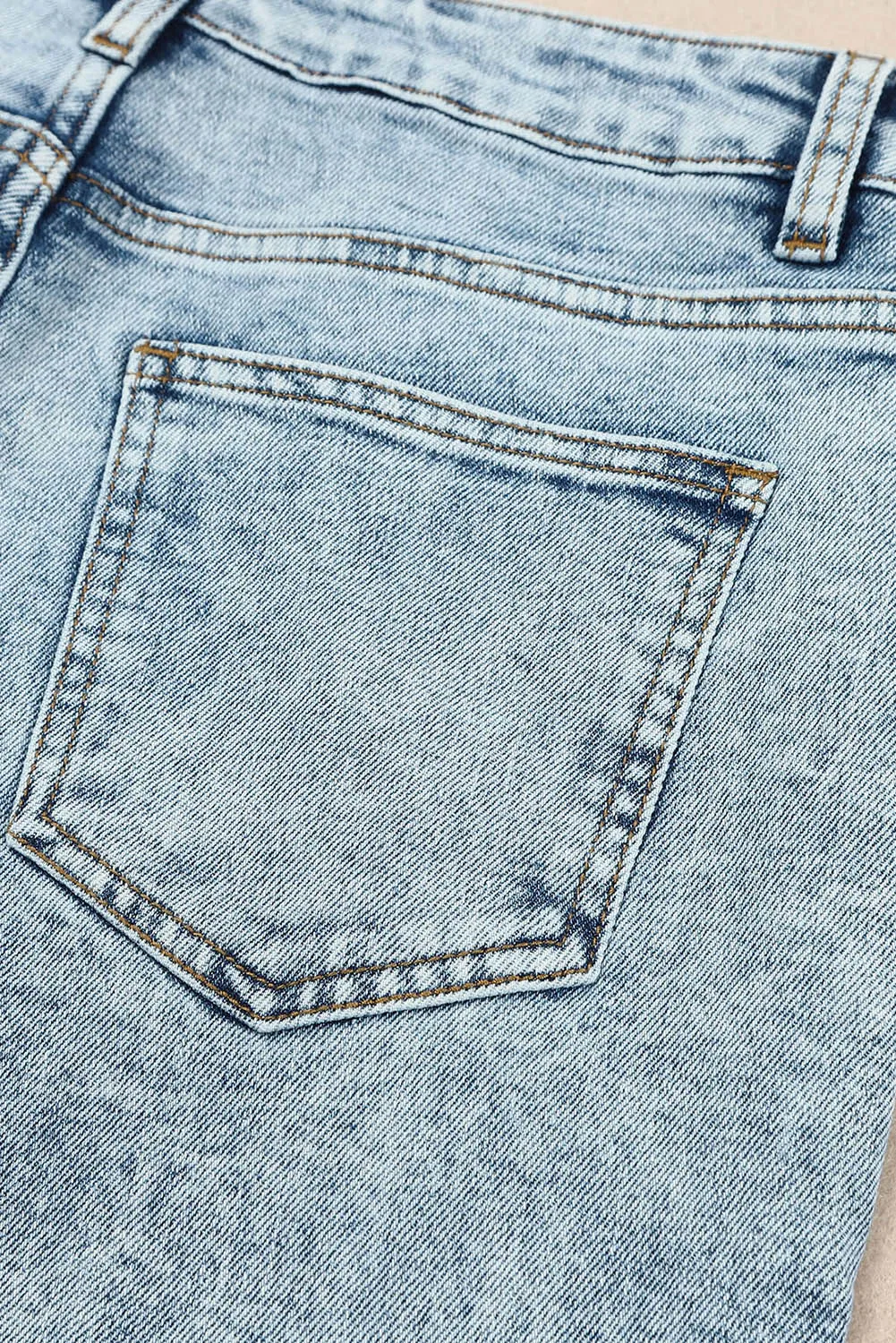 Light Washed Straight Leg Ankle Jeans