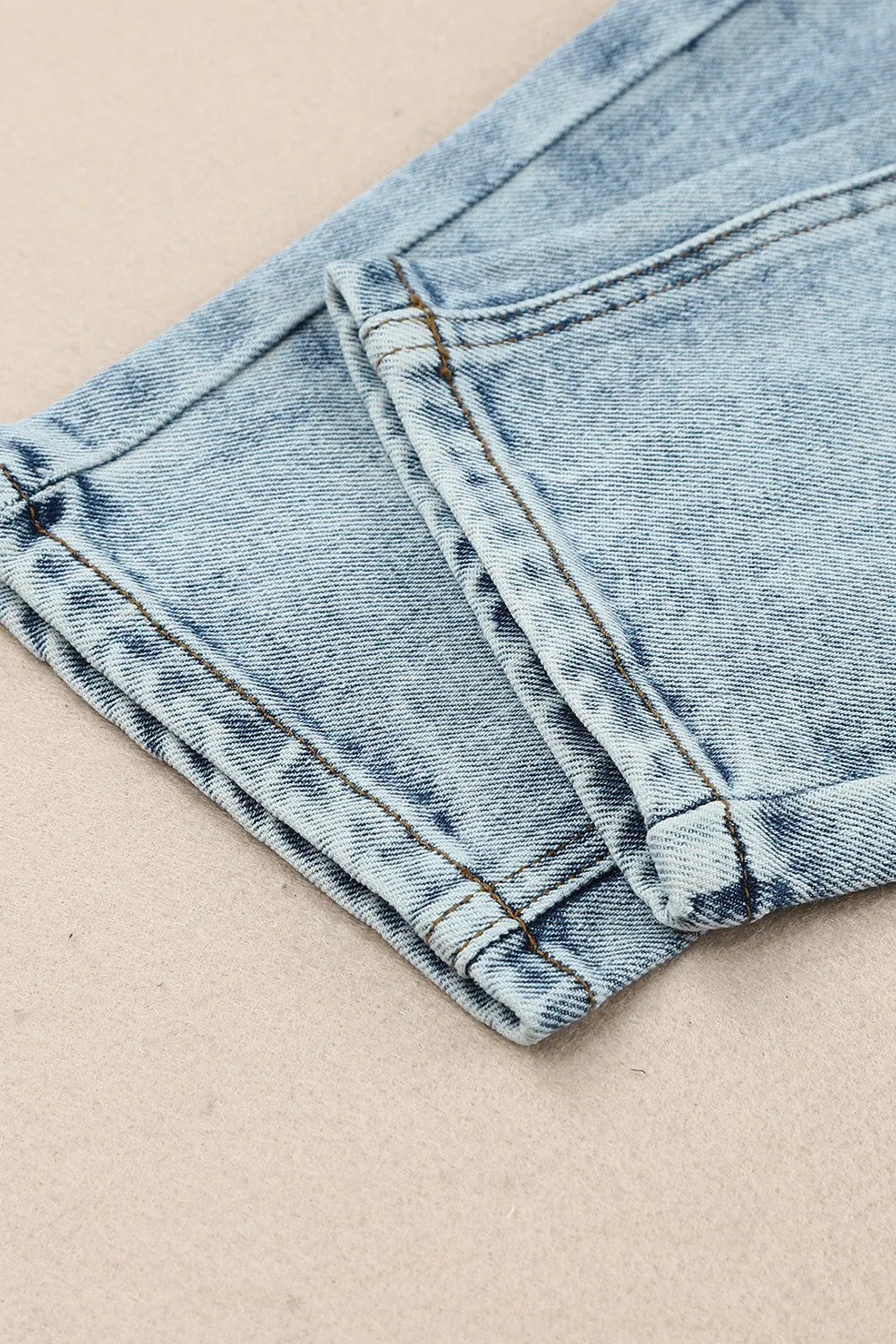 Light Washed Straight Leg Ankle Jeans