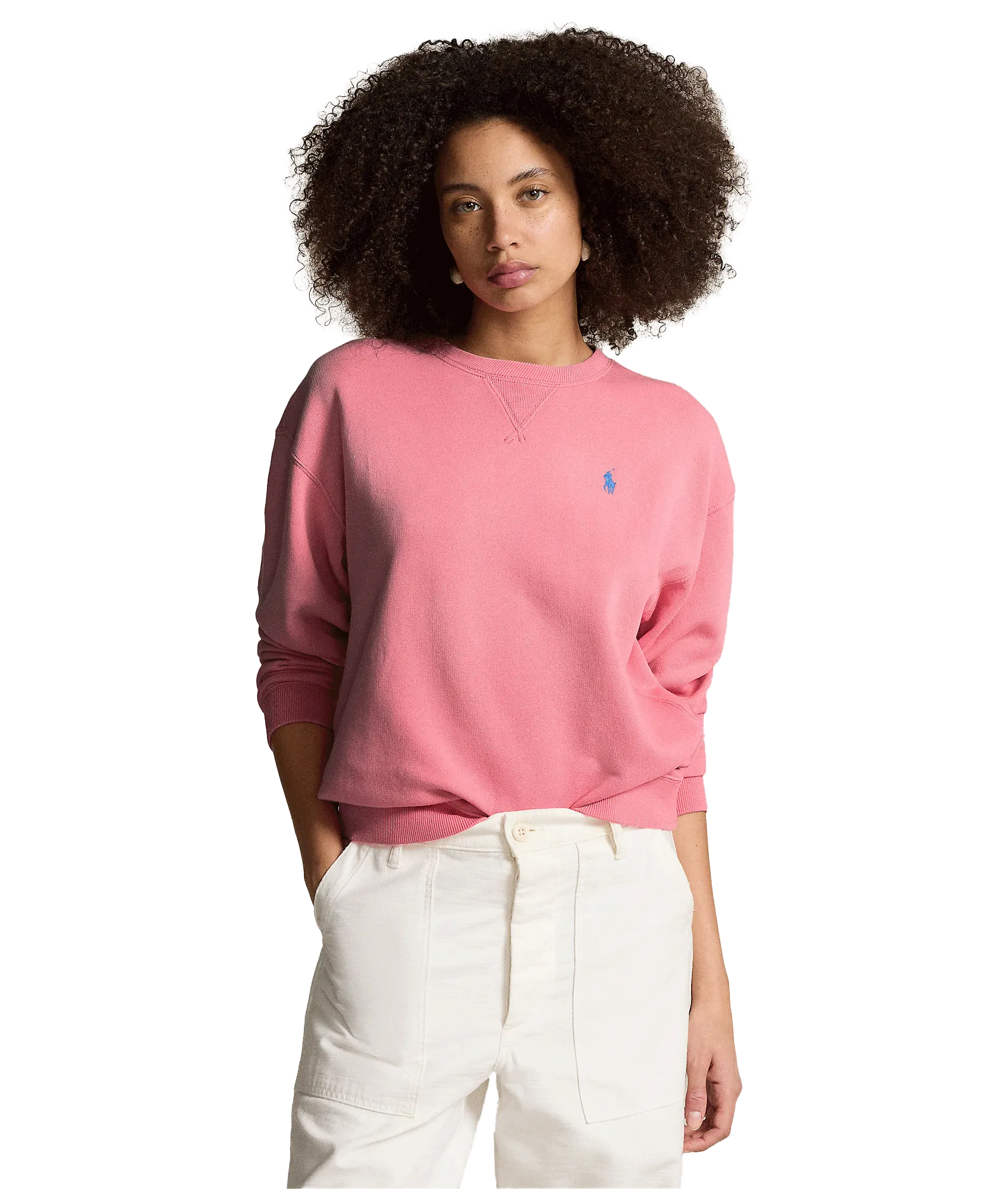 Lightweight Fleece Crewneck Pullover - Pink