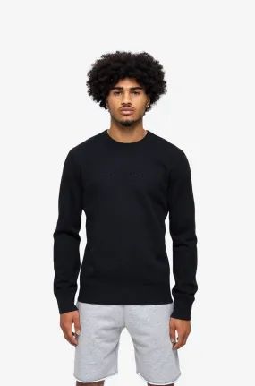 Lightweight Terry Embroidered Crewneck - Black