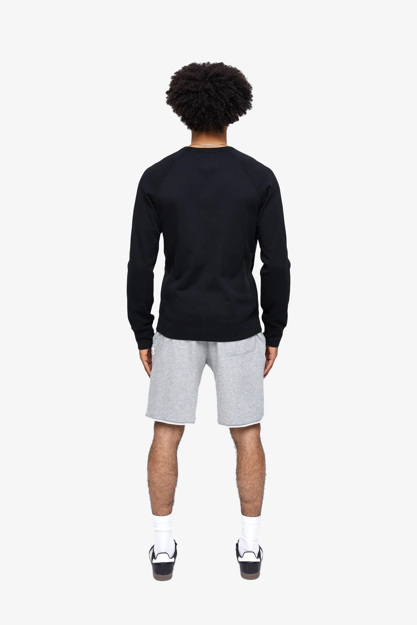 Lightweight Terry Embroidered Crewneck - Black