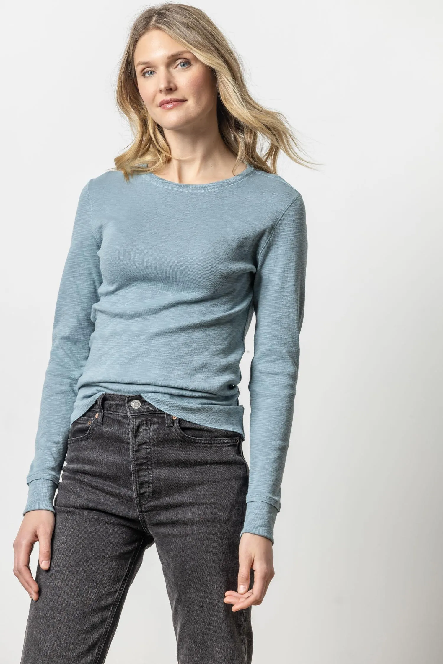 Long Sleeve Raw Edge Crew
