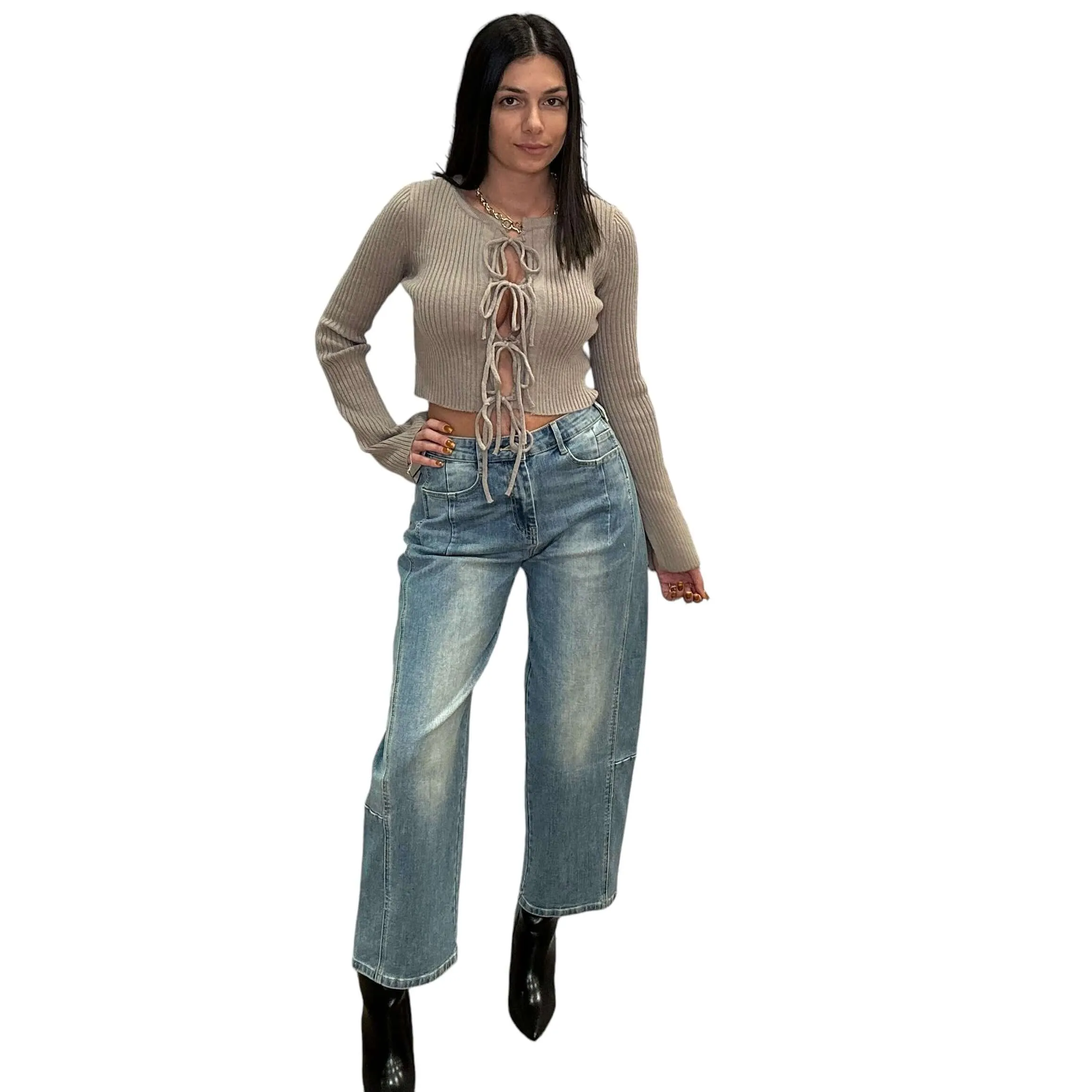 Loose Cropped Barrel Jeans