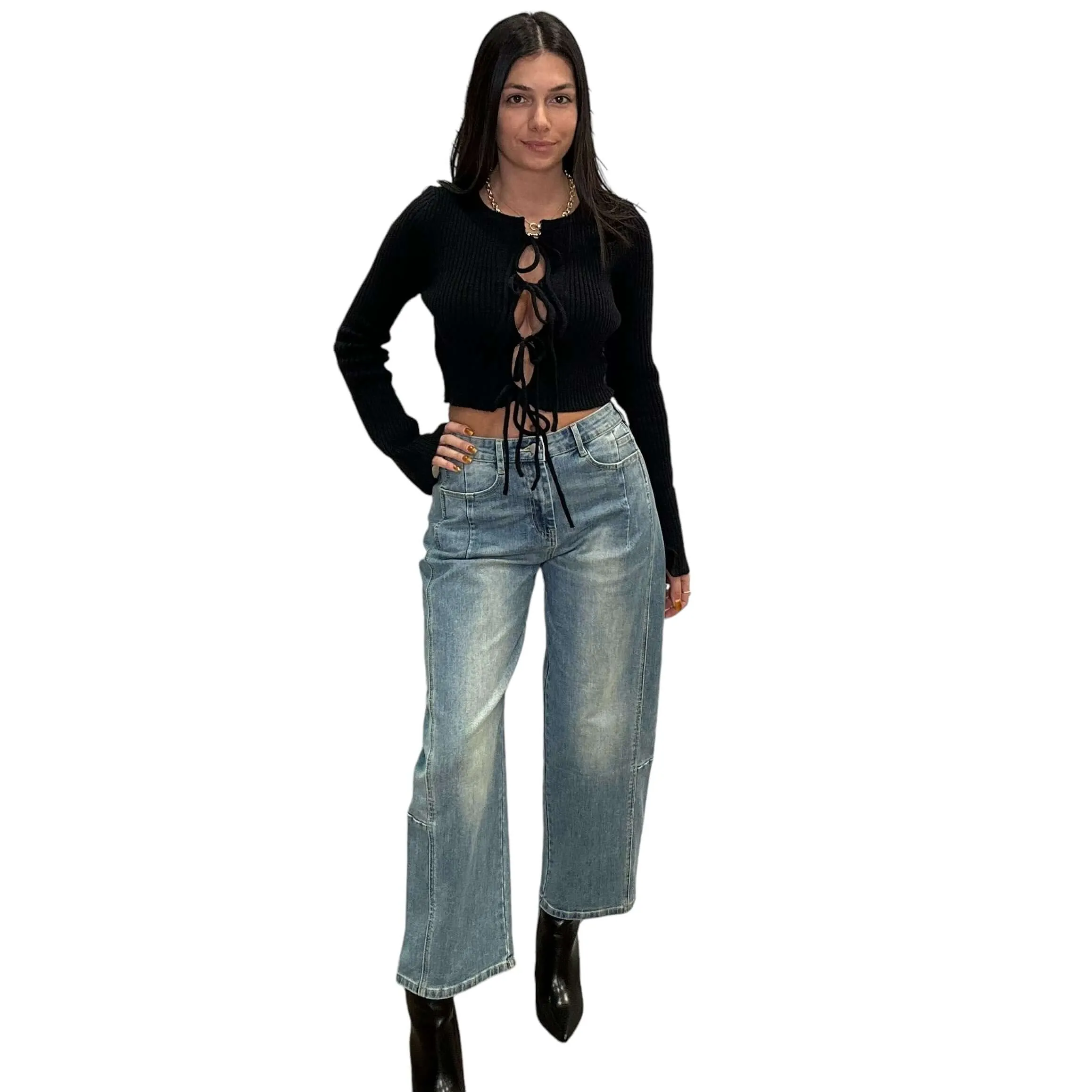 Loose Cropped Barrel Jeans