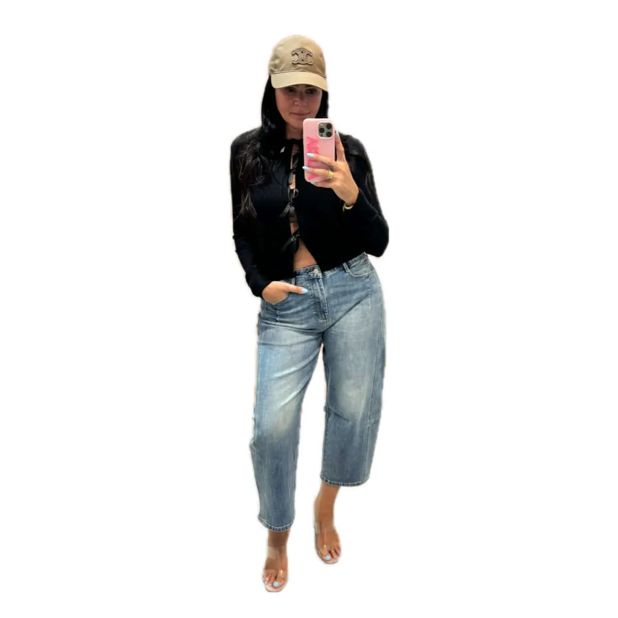 Loose Cropped Barrel Jeans