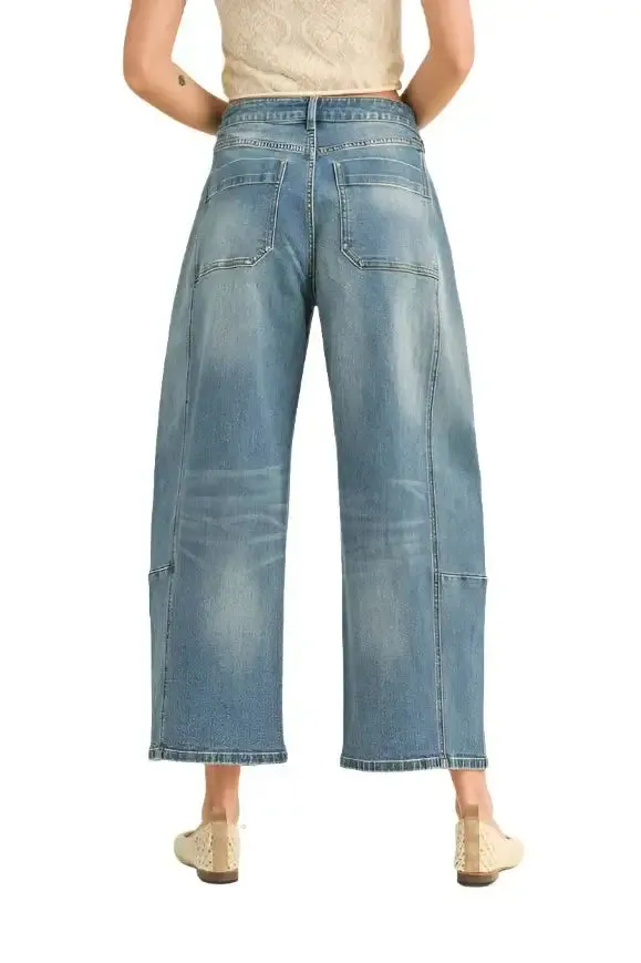 Loose Cropped Barrel Jeans