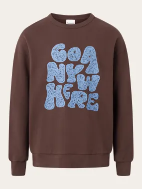 Loose fit sweat with big embroidery - Deep Mahogany