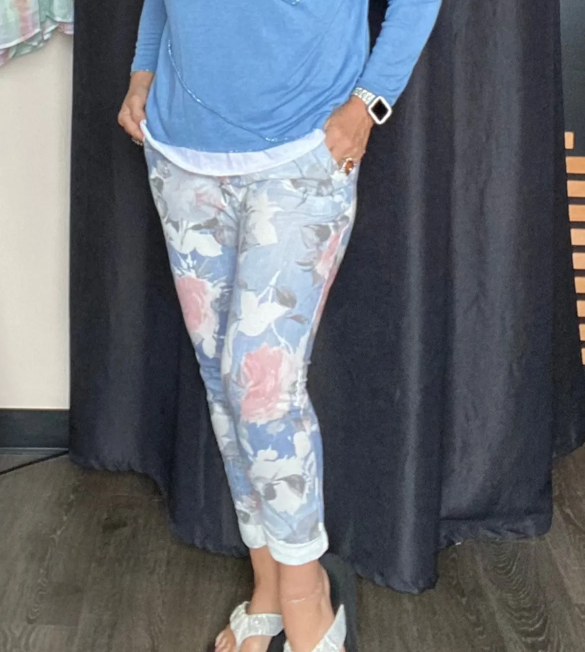 Made in Italy Pull on Floral Joggers