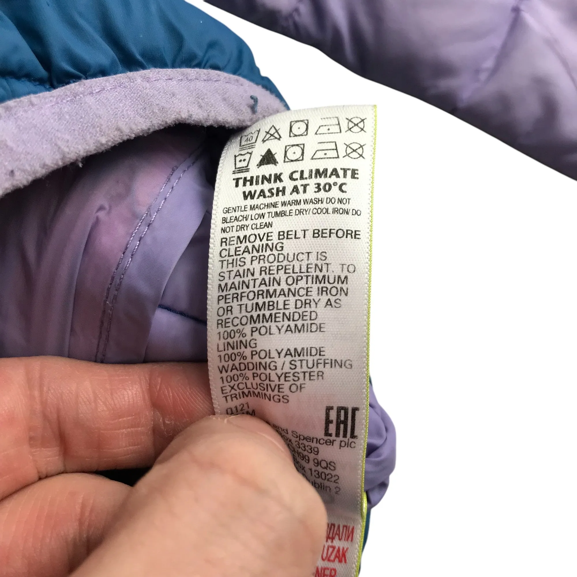 M&S jacket 11-12 years lilac and teal light puffer