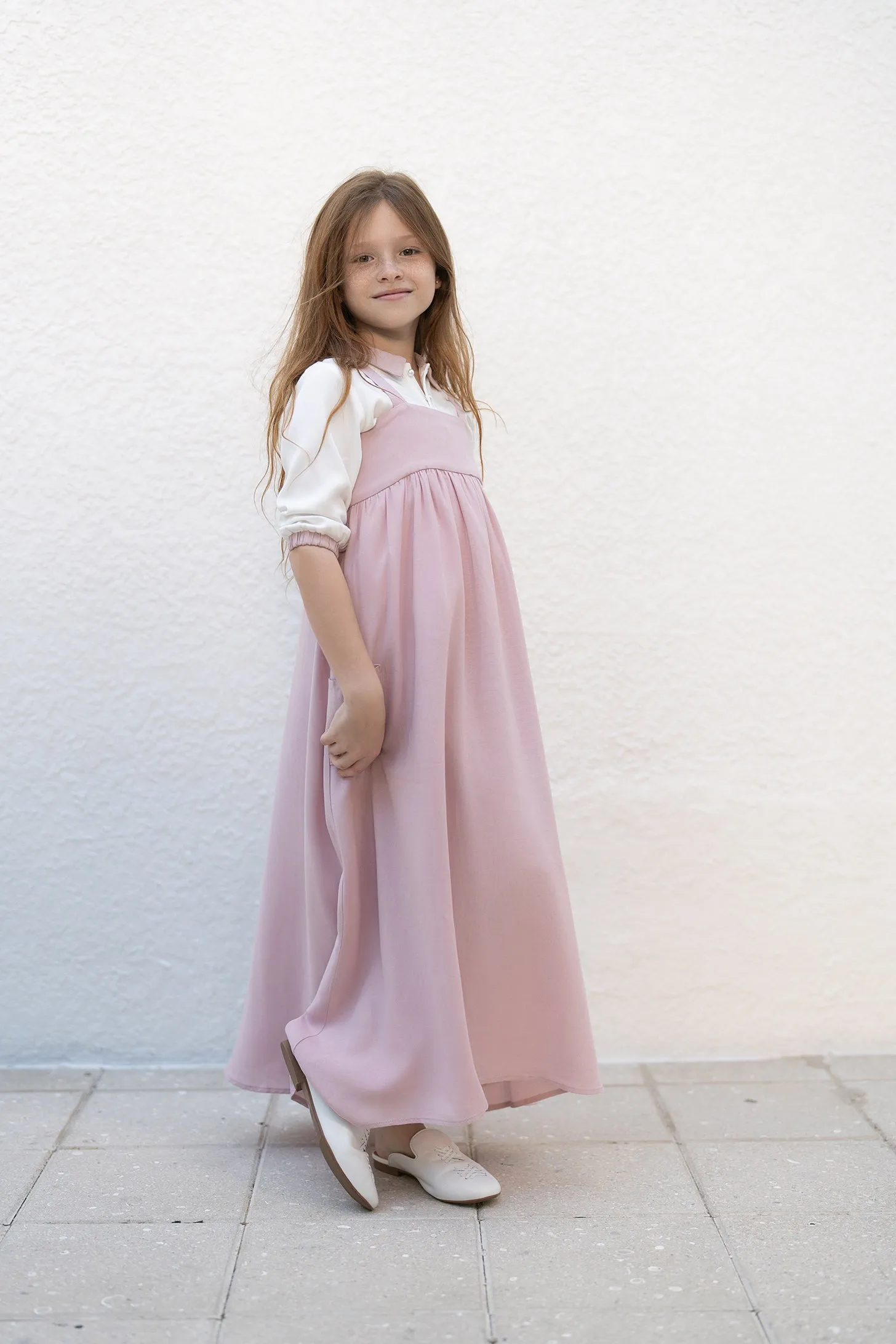 maxi dress flowy with side pockets - rose-500