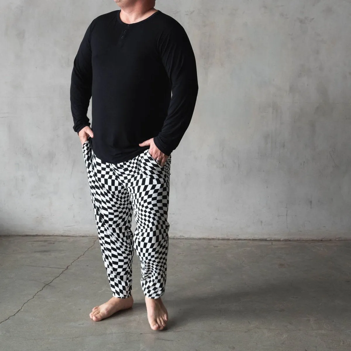 Mens Bamboo Jogger (B&W) - Everyday Check