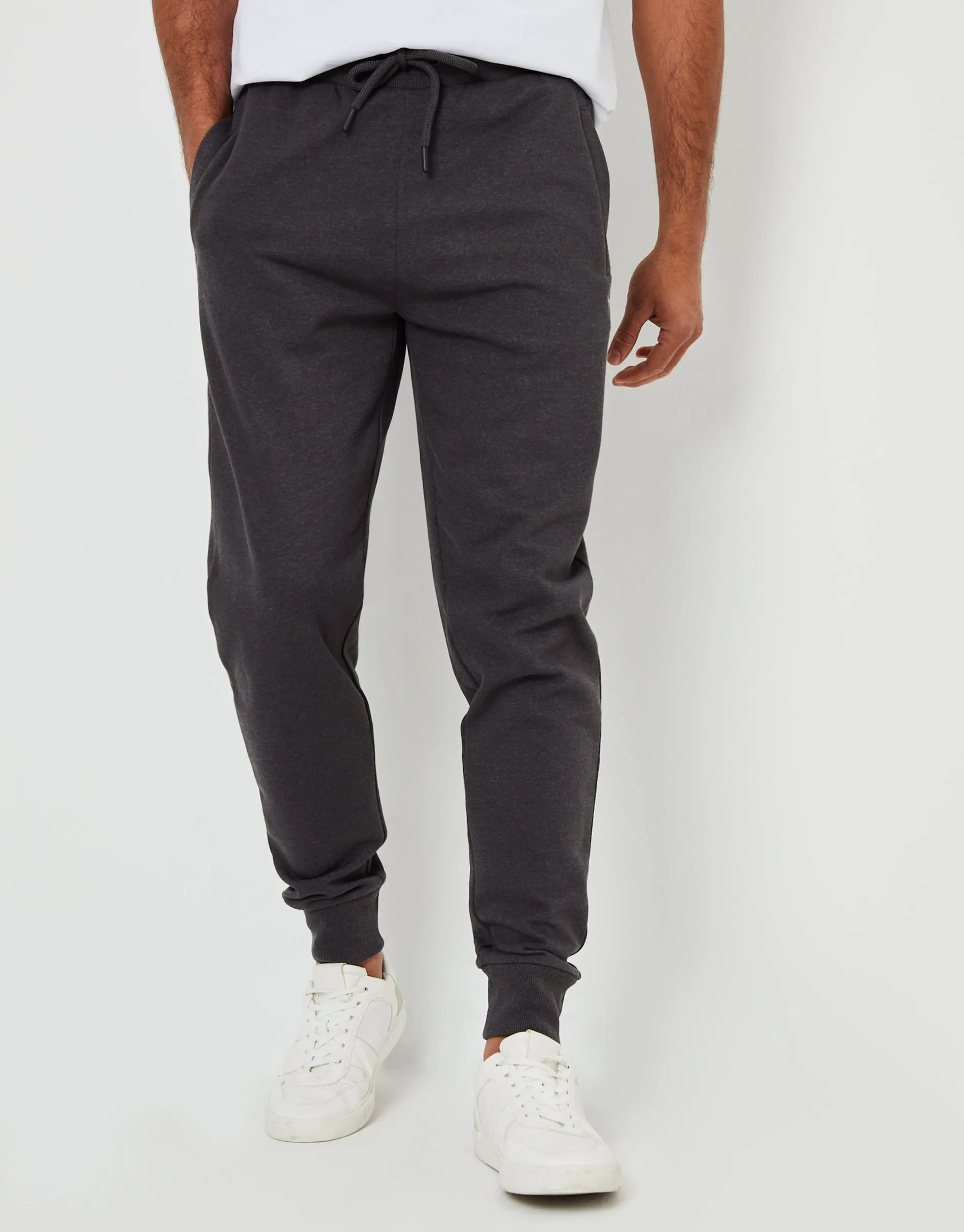 Men's Black & Charcoal Marl Regular Fit Joggers (2 Pack)