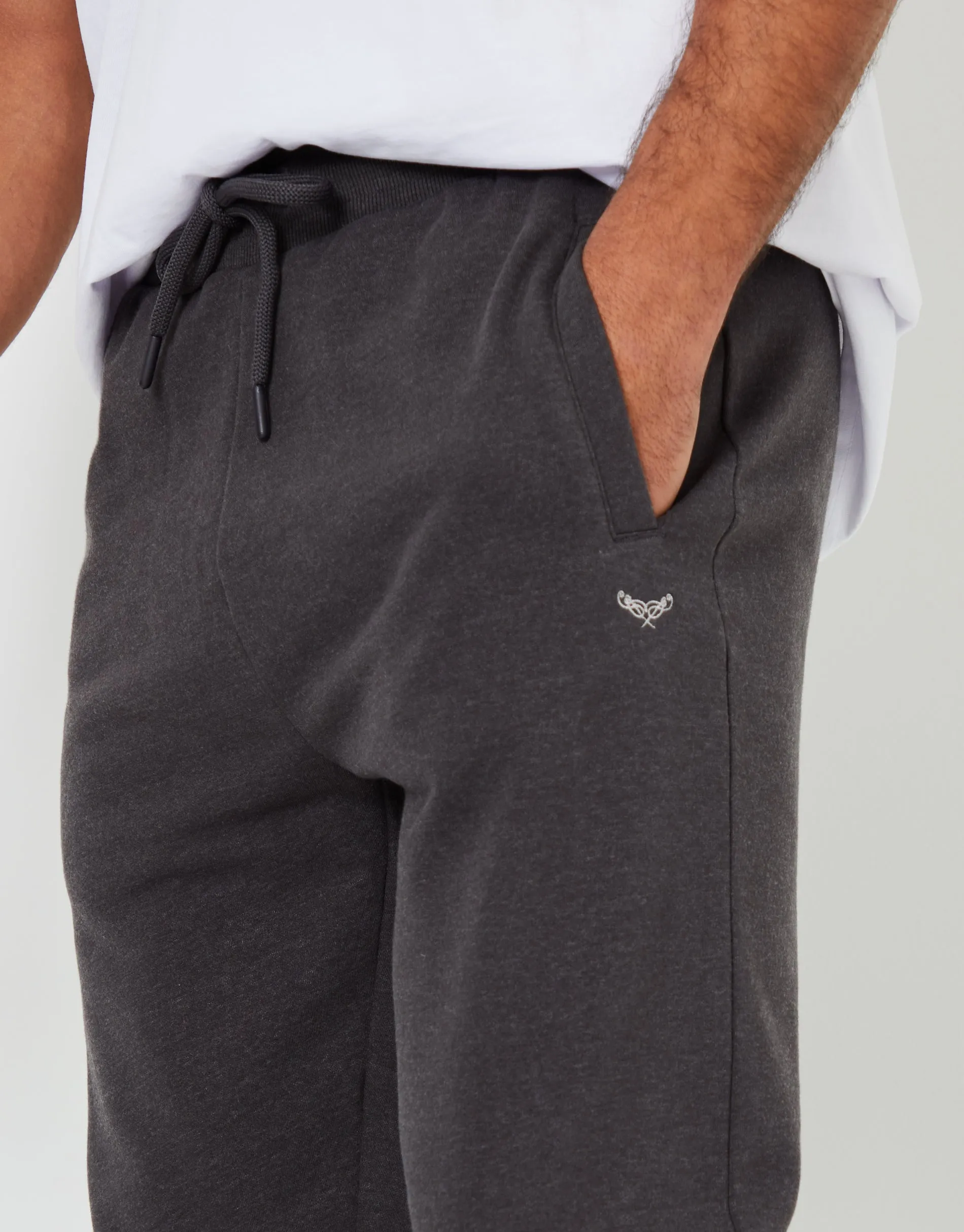 Men's Black & Charcoal Marl Regular Fit Joggers (2 Pack)