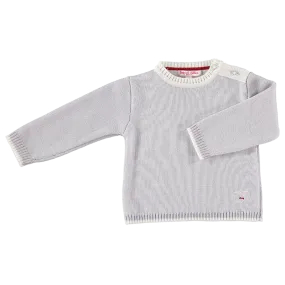 Merino Baby Jumper with Sheep Motif - Pearl Grey