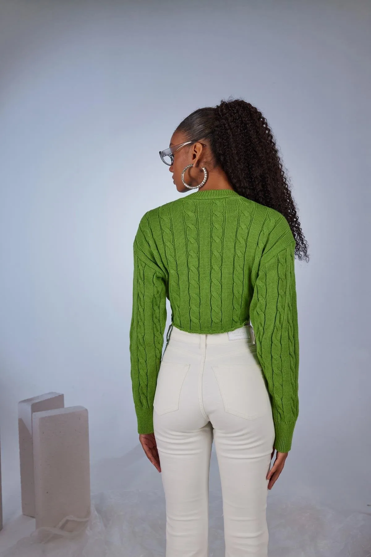 Merit Crew Neck Crop Sweater Green