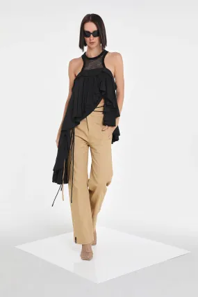 MESH RACER NECK ASYMMETRIC TOP