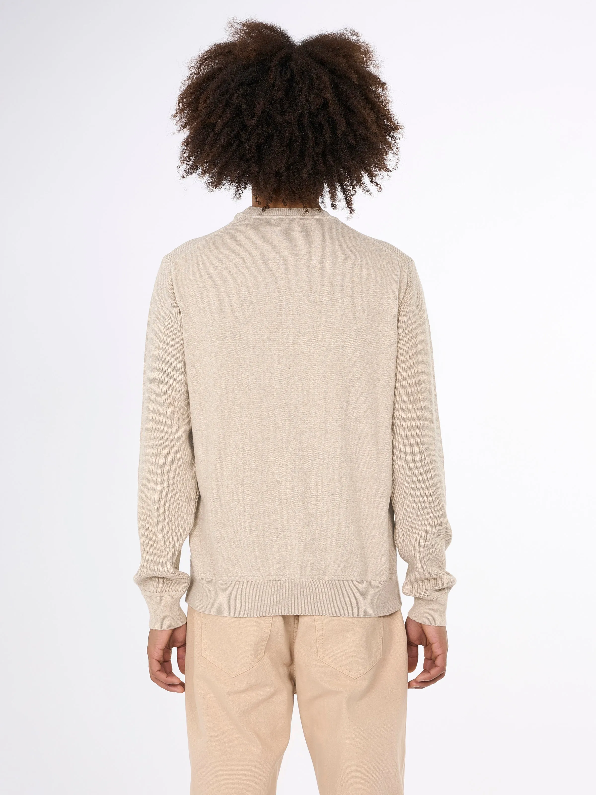 Mixed pattern cotton crew neck knit - Nature Melange