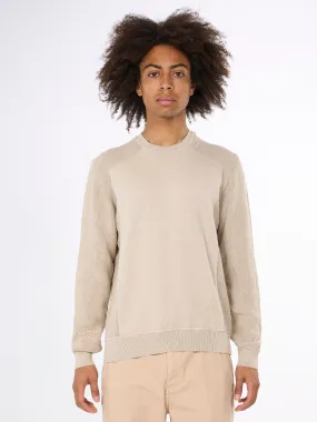 Mixed pattern cotton crew neck knit - Nature Melange