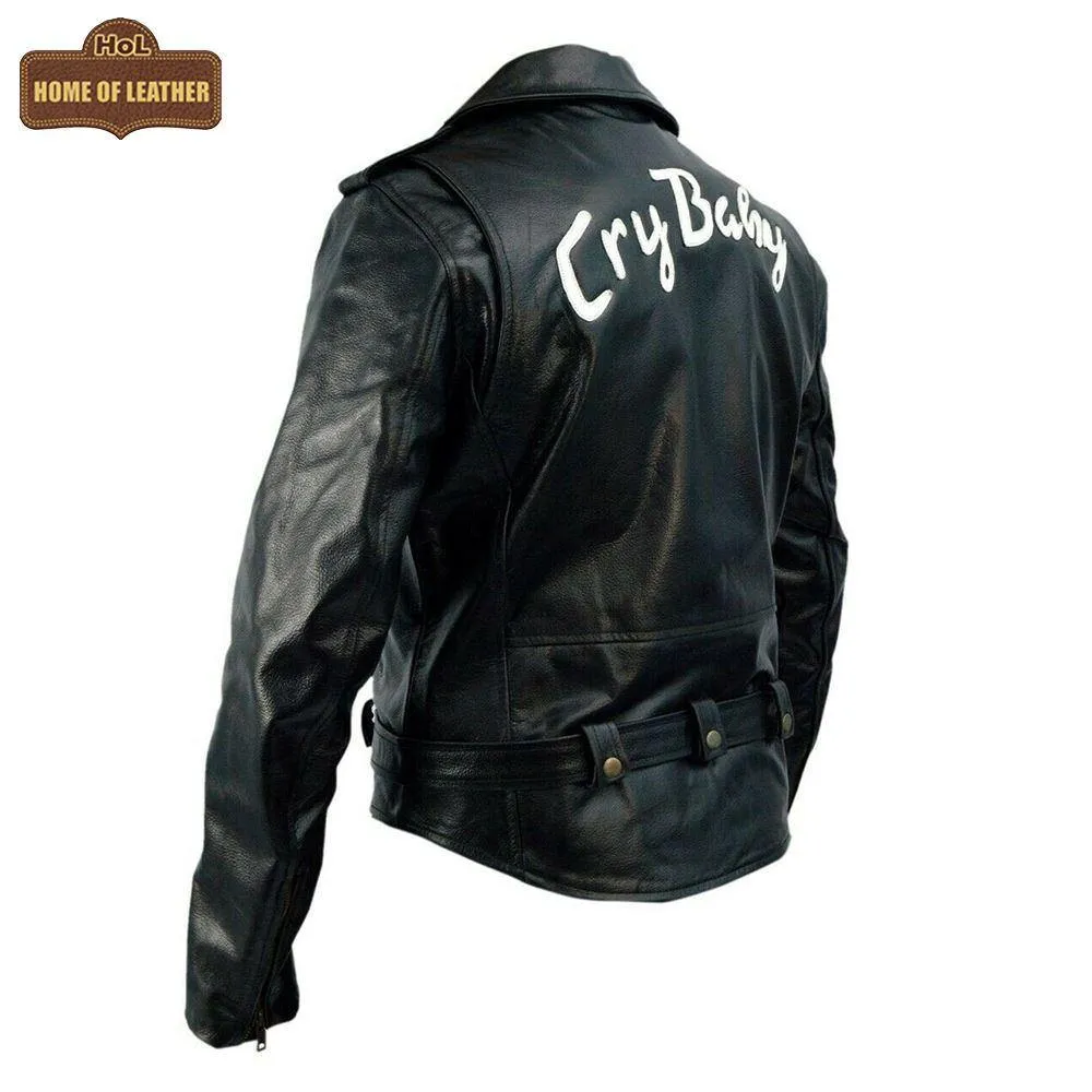MMJ07 Johnny Depp Black Leather Cry Baby Motorcycle Leather Jacket