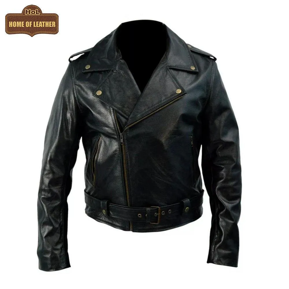 MMJ07 Johnny Depp Black Leather Cry Baby Motorcycle Leather Jacket