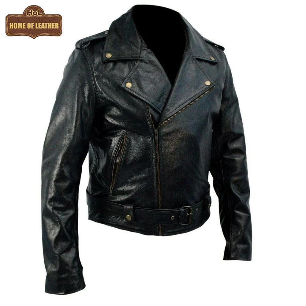 MMJ07 Johnny Depp Black Leather Cry Baby Motorcycle Leather Jacket