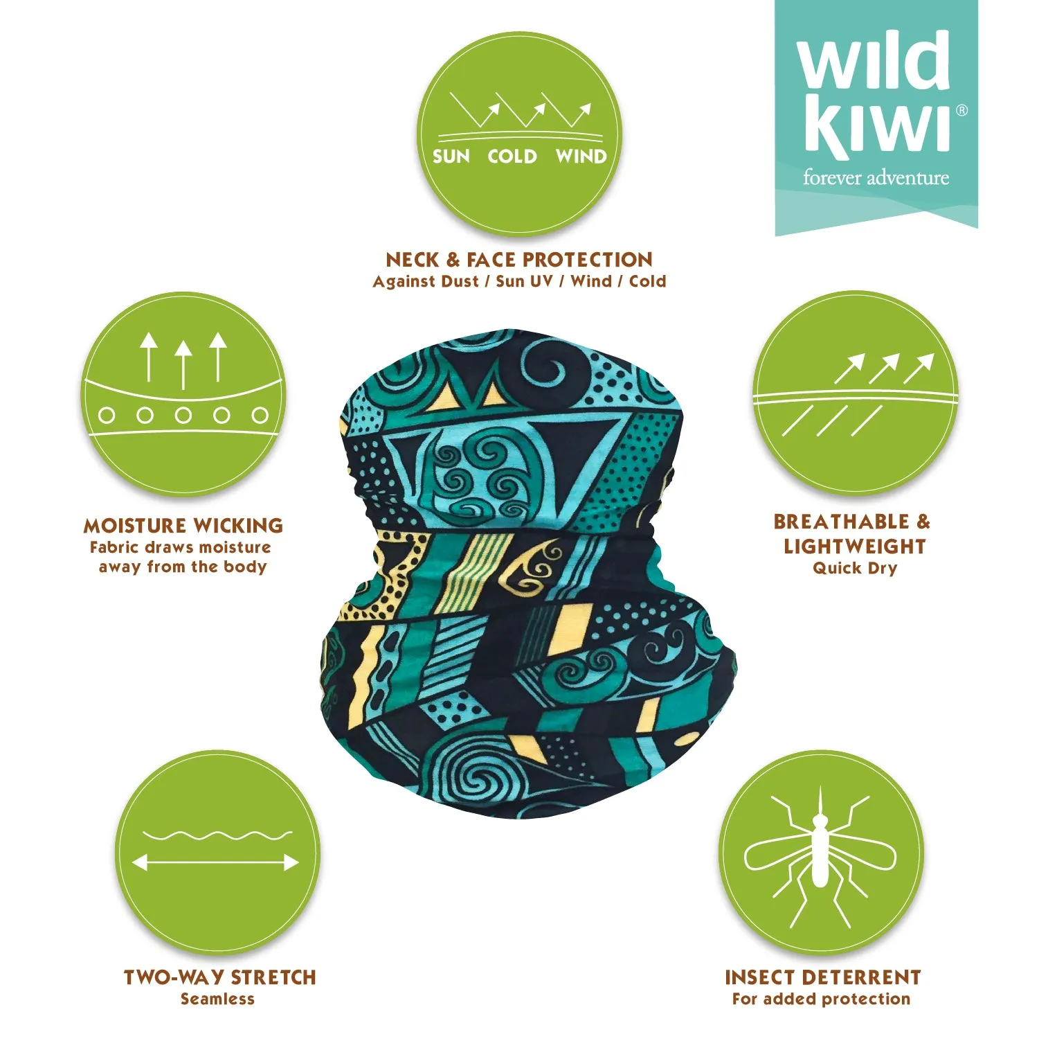 Multi Scarf | Face Mask | Bandana | Headband - Koru