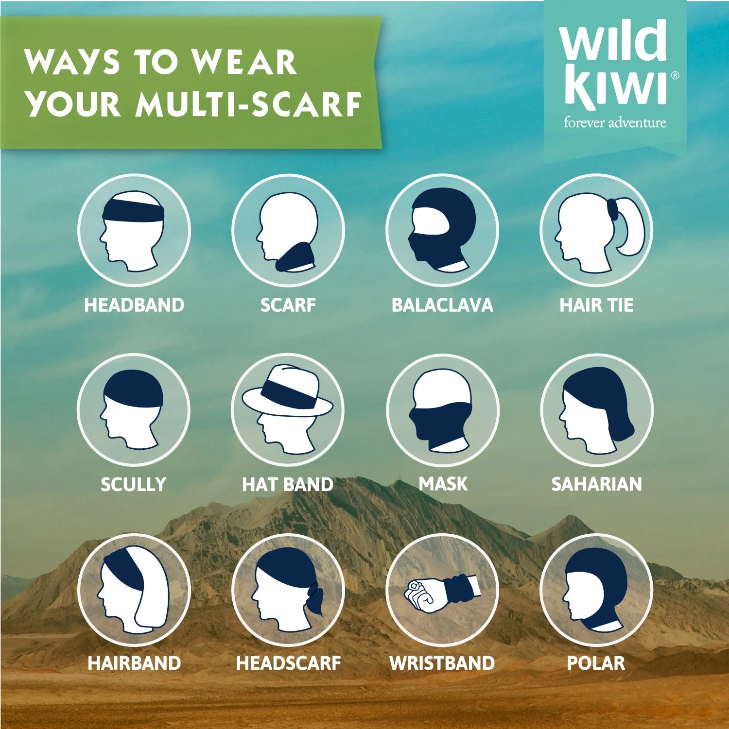 Multi Scarf | Face Mask | Bandana | Headband - Koru
