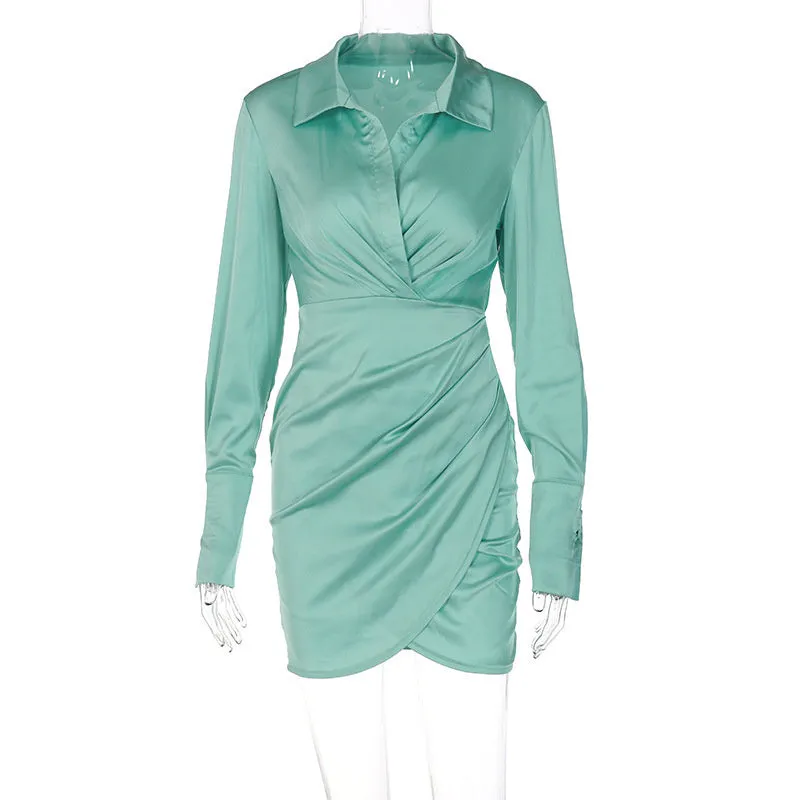 Nikki Satin Shirt Mini Dress