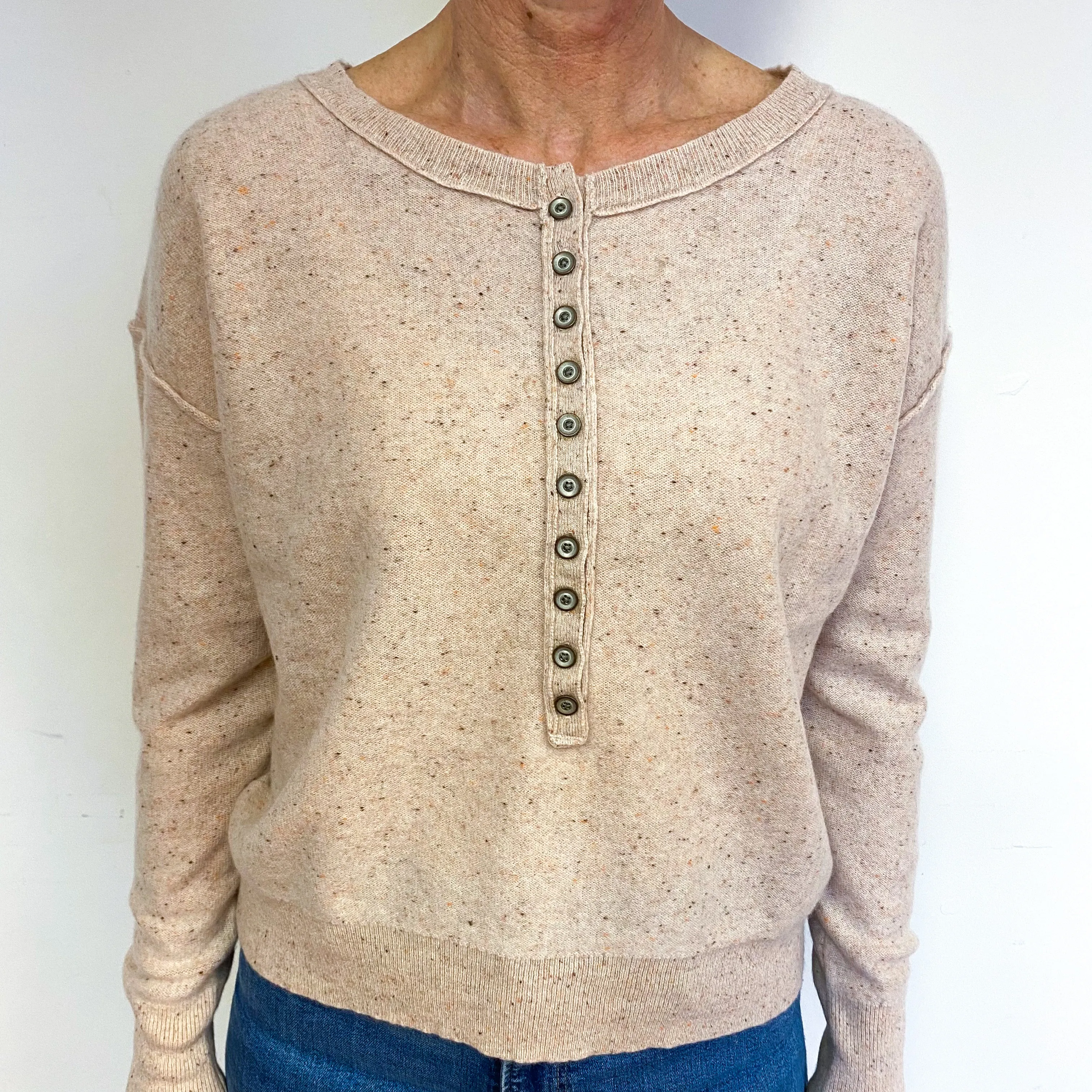 Palest Apricot Cashmere Crew Neck Jumper Medium