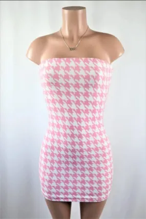 PinkBlu02   Houndstooth tube dress