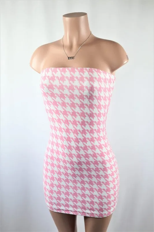 PinkBlu02   Houndstooth tube dress