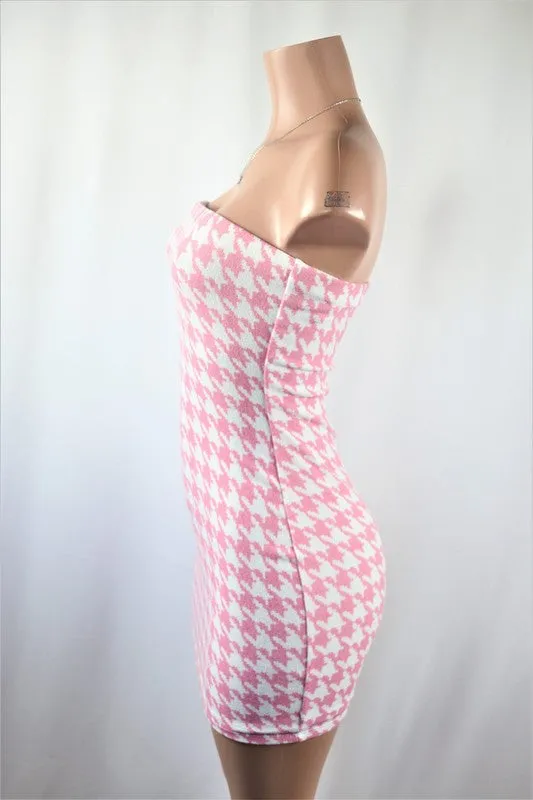 PinkBlu02   Houndstooth tube dress