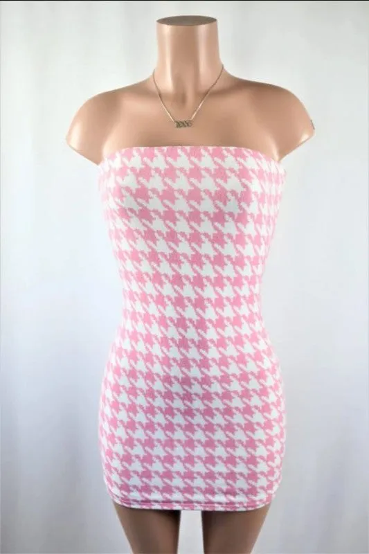 PinkBlu02   Houndstooth tube dress