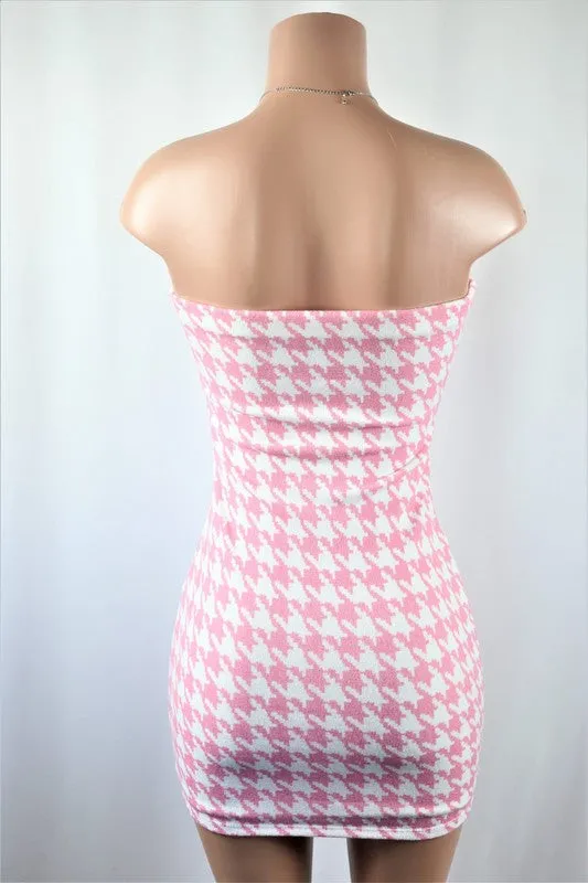 PinkBlu02   Houndstooth tube dress