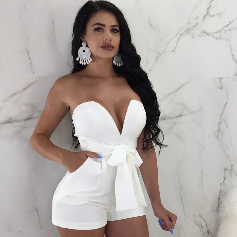 Plunged jumpsuit bodycon dress