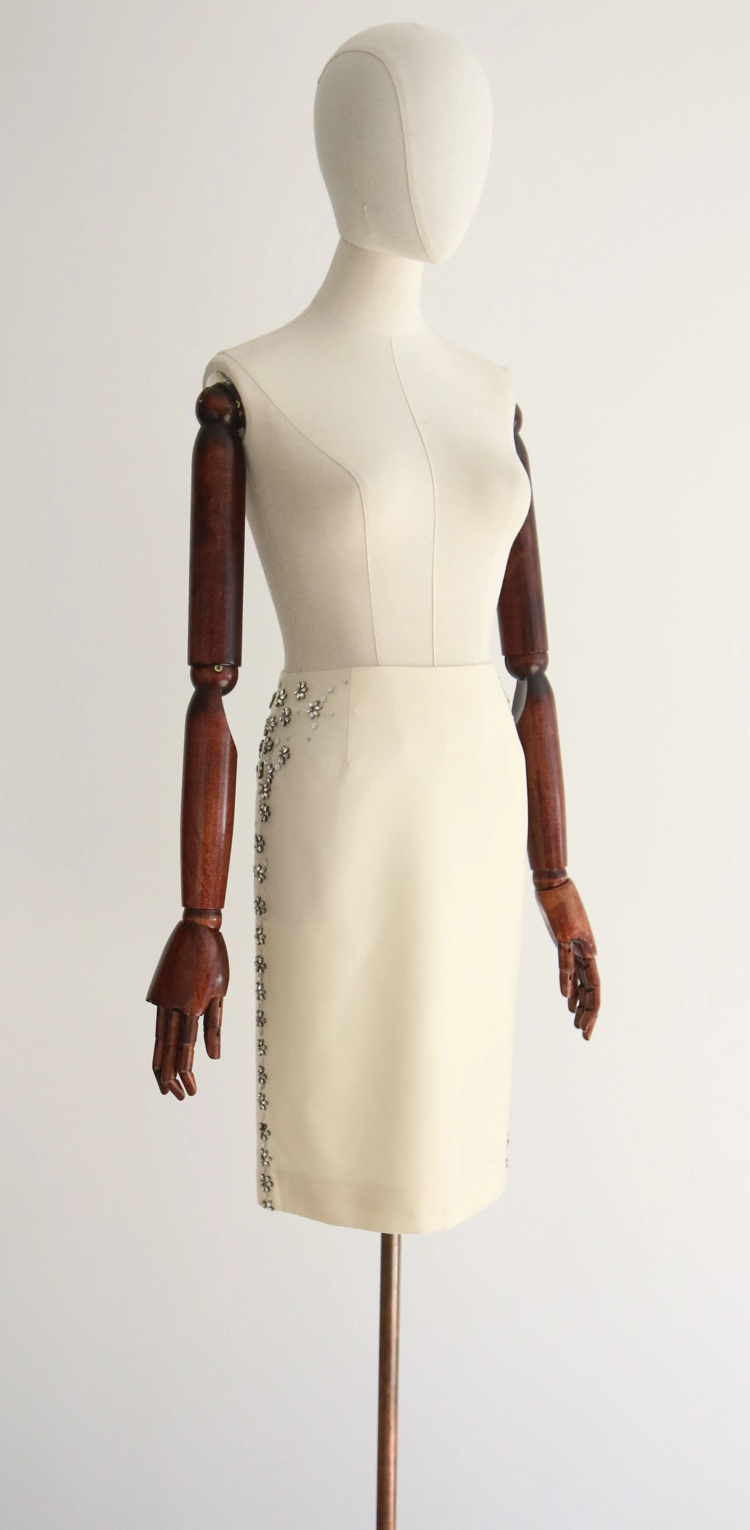 "Daisy & Petal Rhinestones" Alexander McQueen Silk & Rhinestone Skirt UK 10 US 6