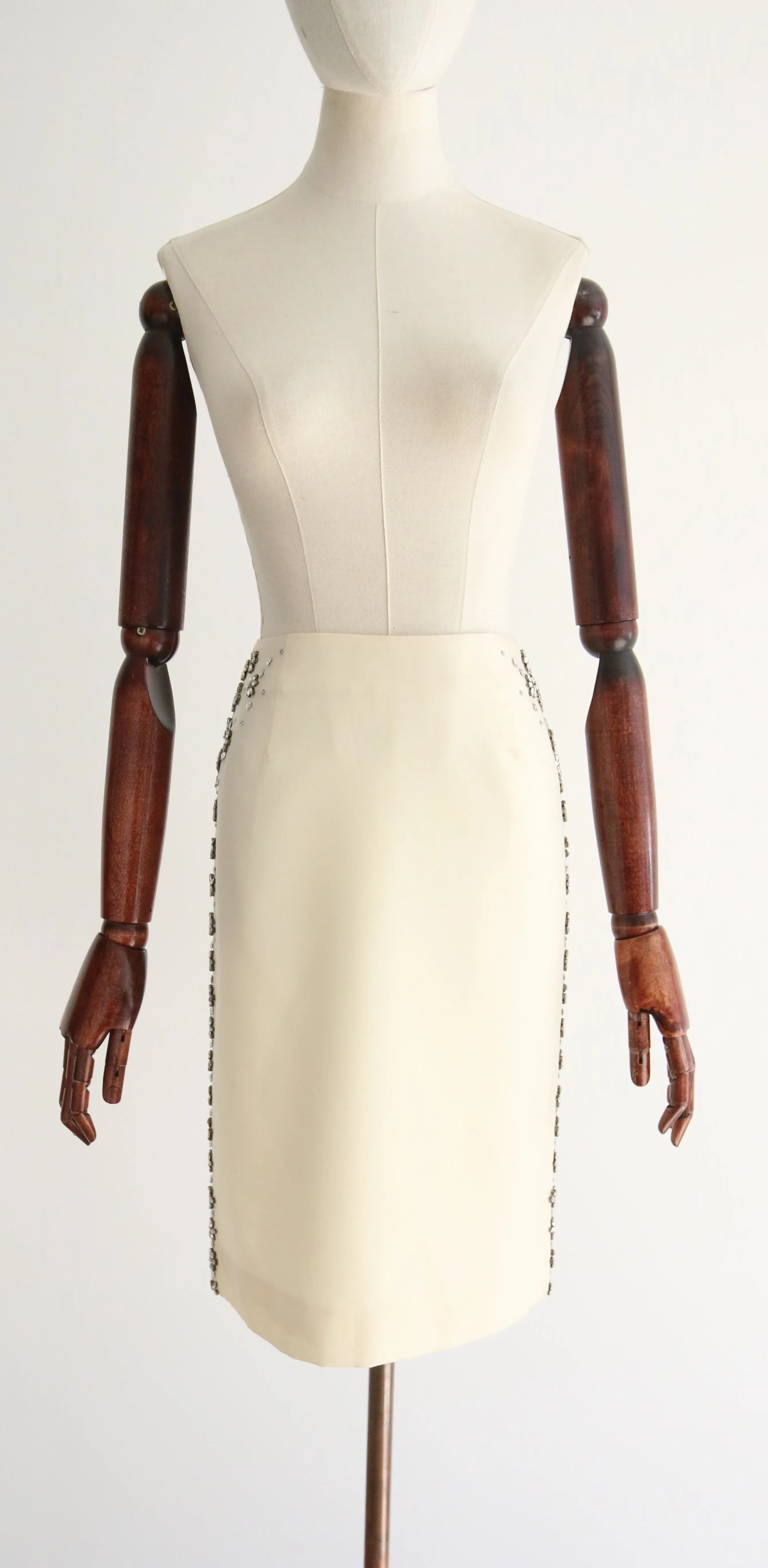 "Daisy & Petal Rhinestones" Alexander McQueen Silk & Rhinestone Skirt UK 10 US 6