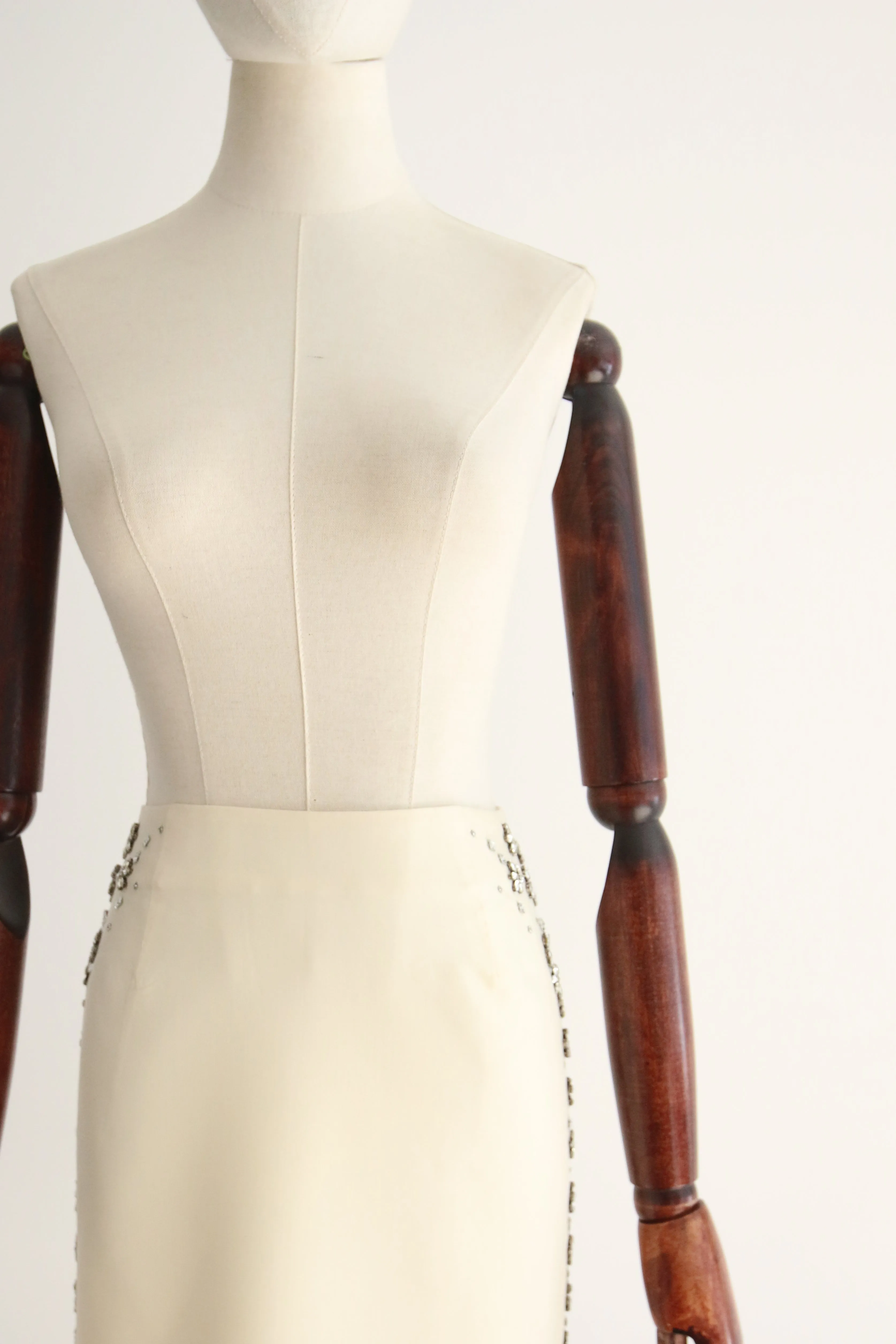 "Daisy & Petal Rhinestones" Alexander McQueen Silk & Rhinestone Skirt UK 10 US 6