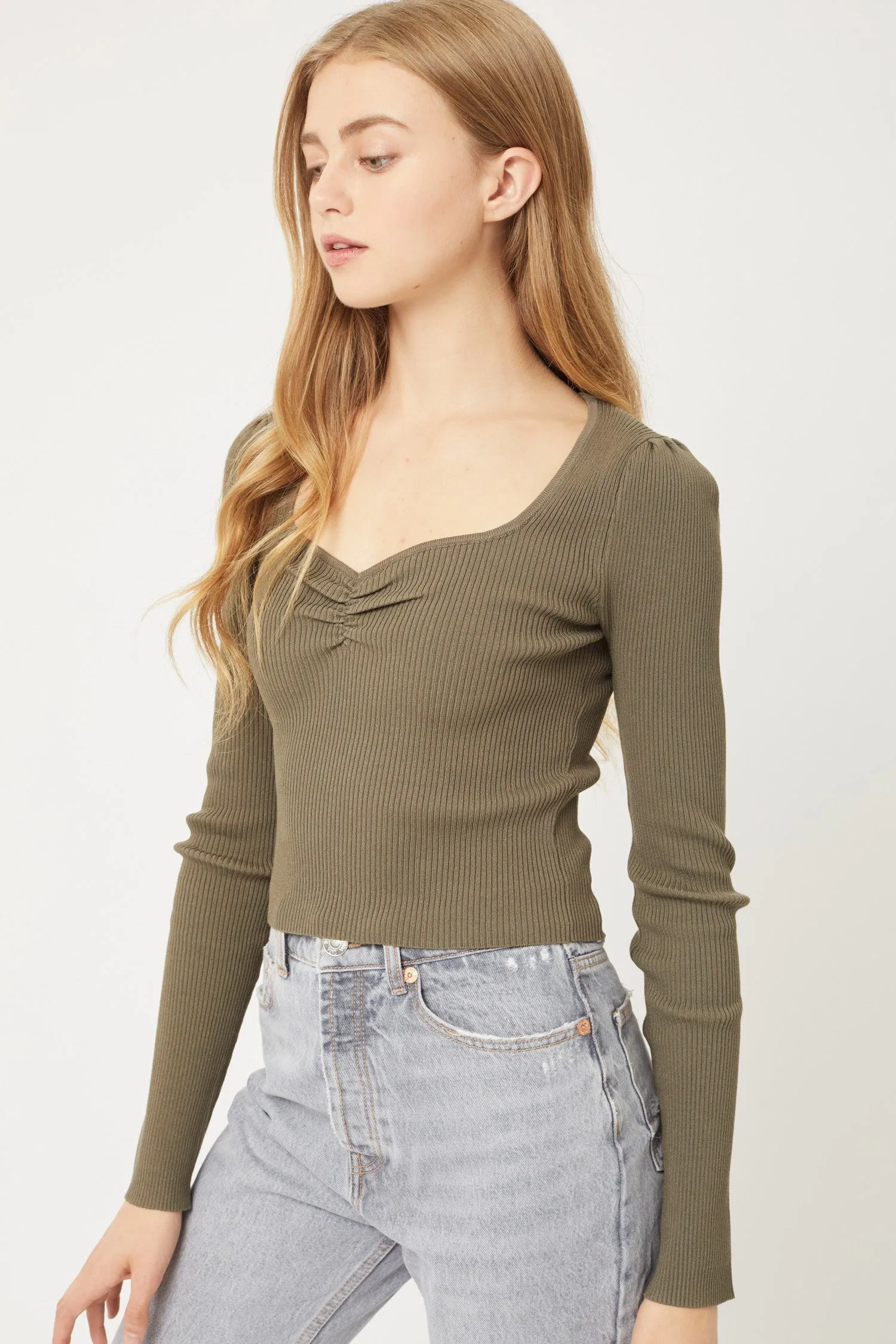 "Simple Times" Ribbed Crop Sweater Top