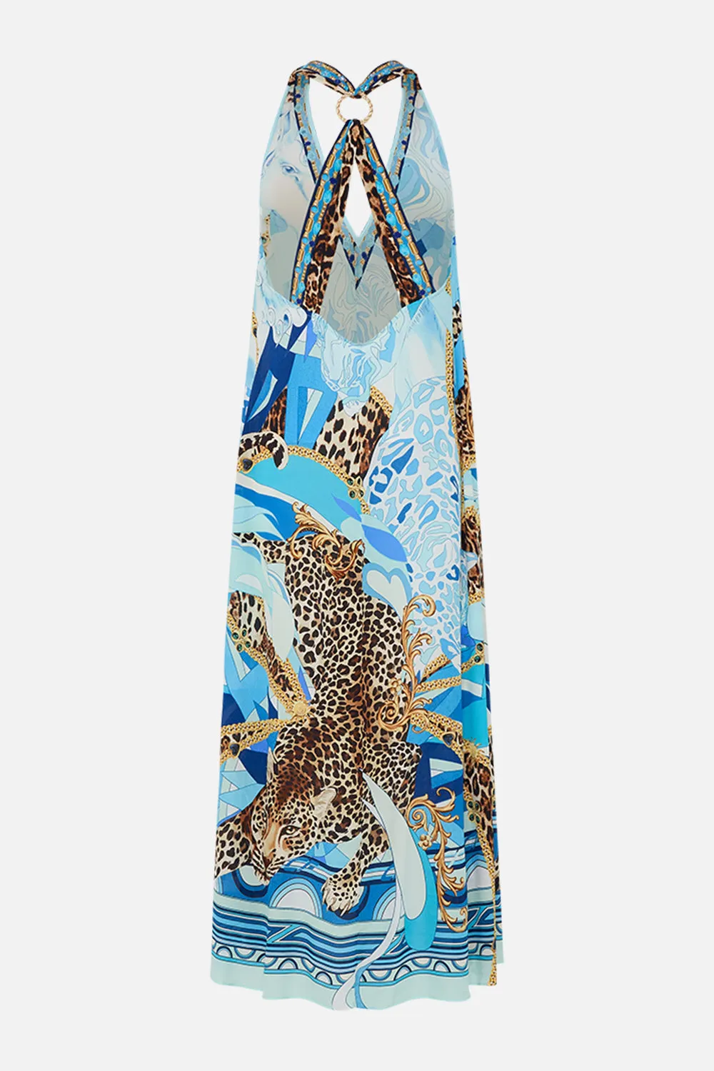 RACER BACK DRESS WITH HARDWARE SKY CHEETAH