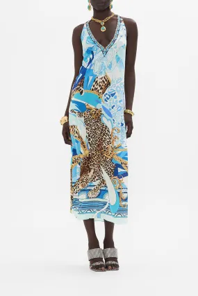 RACER BACK DRESS WITH HARDWARE SKY CHEETAH