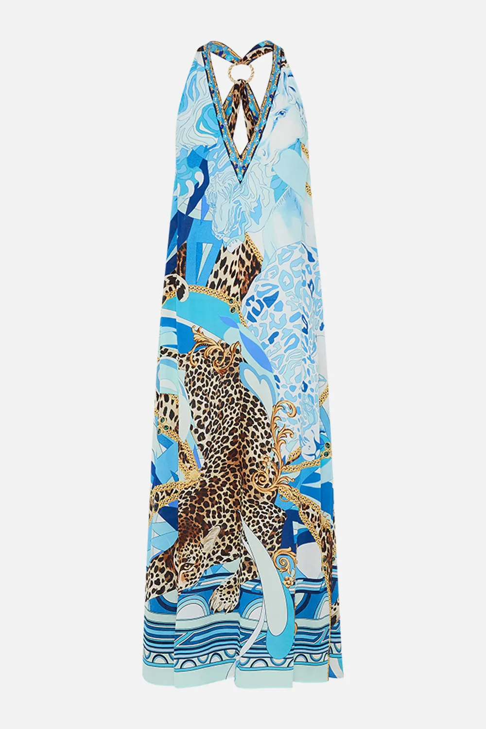 RACER BACK DRESS WITH HARDWARE SKY CHEETAH
